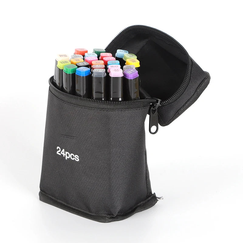 24-168Colors Dual Tip Art Markers Set, Alcohol Markers for Adult Students, Professional Sketch Pens for Drawing/Sketching/Manga Zpaxo 24 Colors