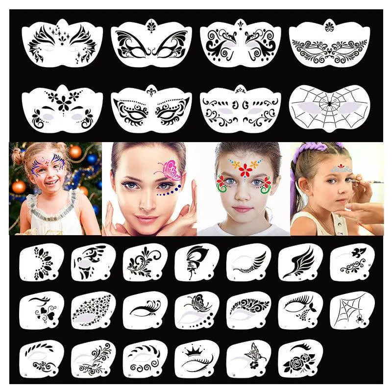 8 Face Paint Stencils Professional Body Art Adults Kids Easily Use Zpaxo