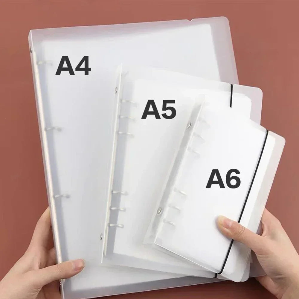 A6 Transparent Loose Leaf Binder Notebook Cover Zipper Bag Note Book