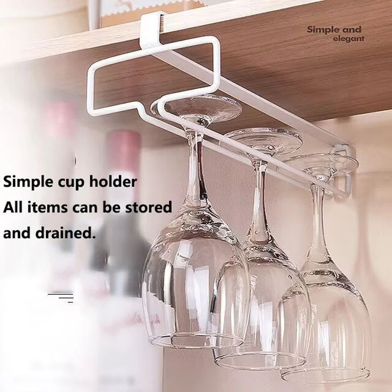 Red wine glass holder - hangs upside down without drilling holes for hanging tall glass shelves for storage and organization Zpaxo