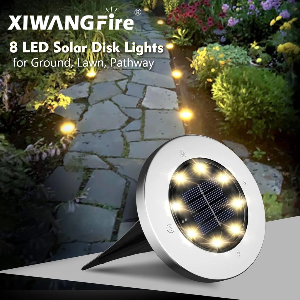 8 20LED Solar Power Disk Light Outdoor Garden Underground Deck Zpaxo
