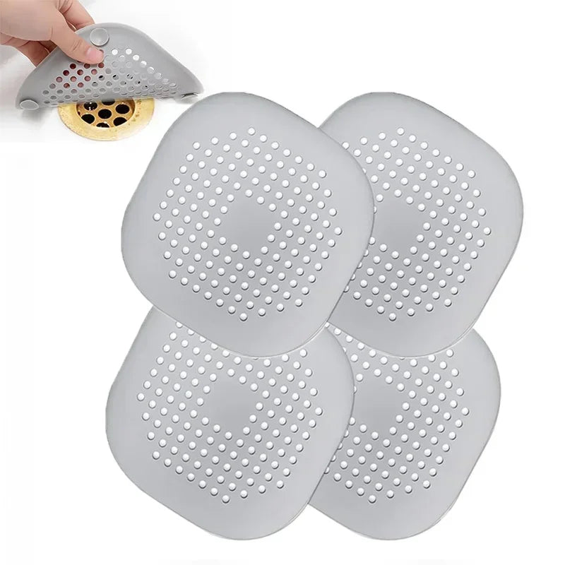 4pcs Hair Filter Shower Drain Plug Kitchen Sink Filter Sink Strainer Bathtub Shower Floor Drain Stopper Home Shower Accessories Zpaxo 4PCS-grey