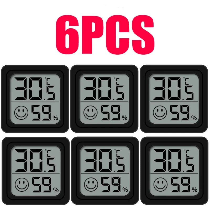 6PCS Mini Digital Thermometer Hygrometer Indoor Temperature LCD Electronic Monitor Hygrometer Outdoor Room Baby Zpaxo 6PCS-Black