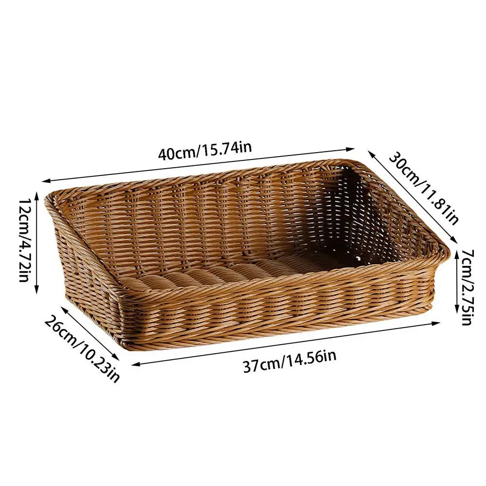 Handmade Woven Storage Boxes Straw Baskets Rectangle Cosmetic Gadgets