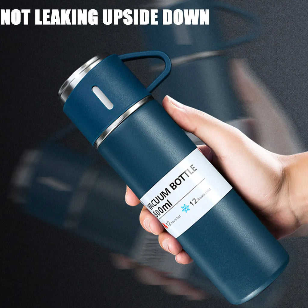 Coffee Thermos Stainless Steel Vacuum-Insulated Water Bottle, 500ml/16.9oz Insulated Bottle with Cup for Hot & Cold Drink Travel Zpaxo