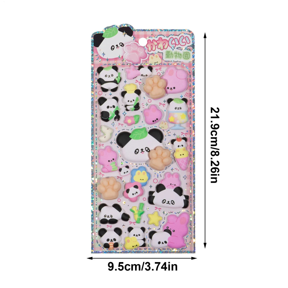 Kids 3D Stickers Aesthetic Panda Decorative Stickers Animal Decals for Phone Case Scrapbooking Notebook Laptop Craft Kids Boys Zpaxo D
