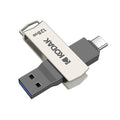 Kodak Type C Pendrive USB 3.2 Metal USB Flash Drive 128GB 64GB 32GB 256GB HDD 2 in 1 U-disk for Keys Smartphone Laptop Desktop Zpaxo Standard Package 256GB