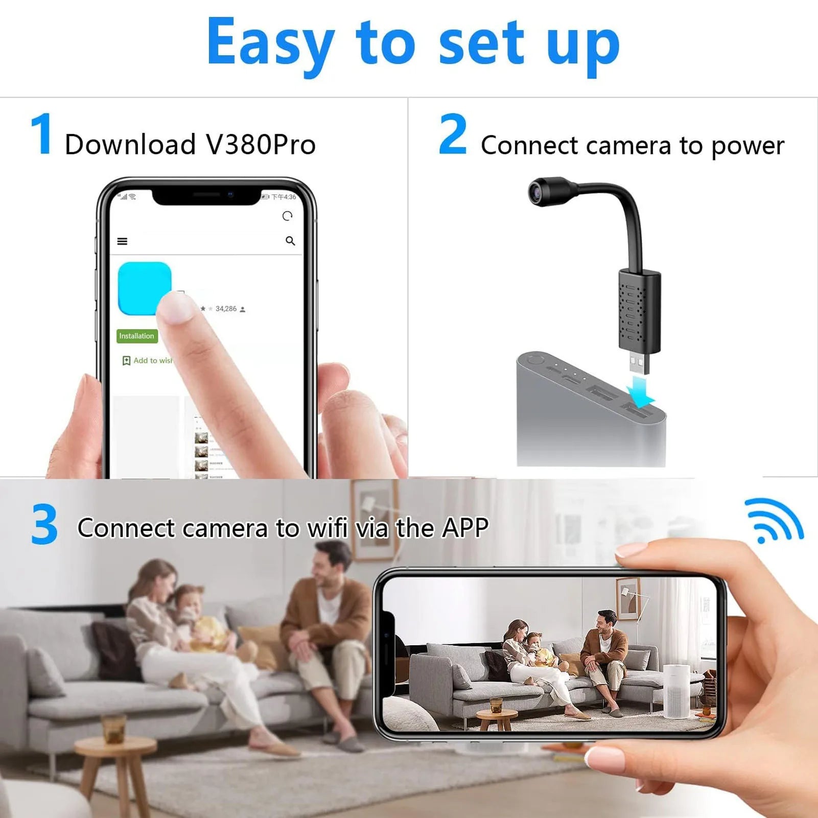 USB Mini Wifi Wireless Camera Security 1080P Accurate Reproduction