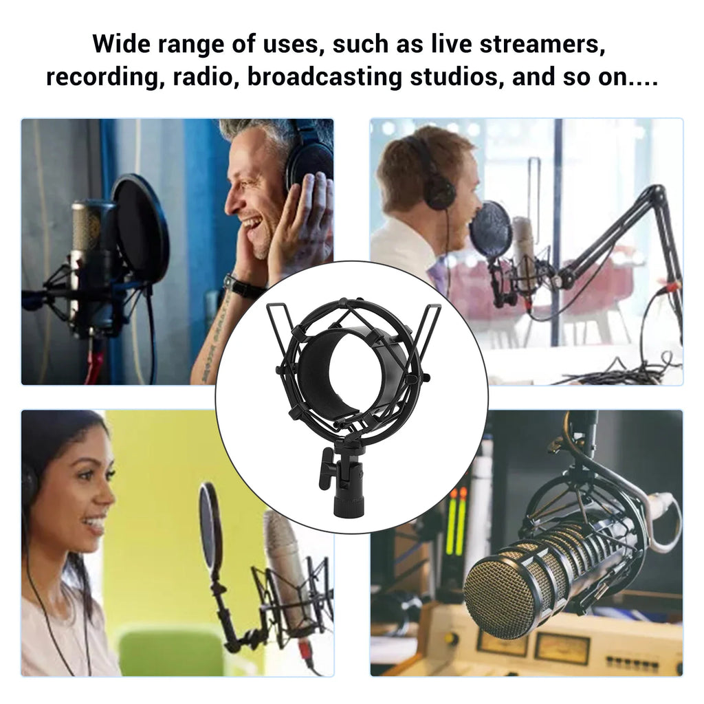 65mm Microphone Shock Mount Mic Clip Holder Anti Vibration Anti Vibration Mic Holder for 55‑65mm Diameter Studio Mic Zpaxo