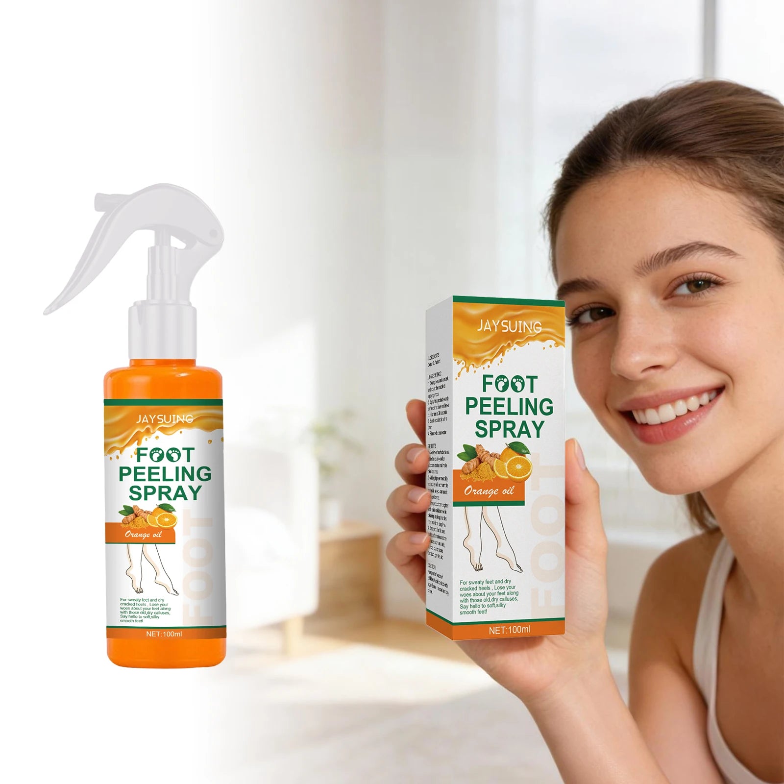 Orange Oil Foot Peeling Spray – Exfoliate & Soften Cracked Heels Foot Exfoliating Spray Zpaxo