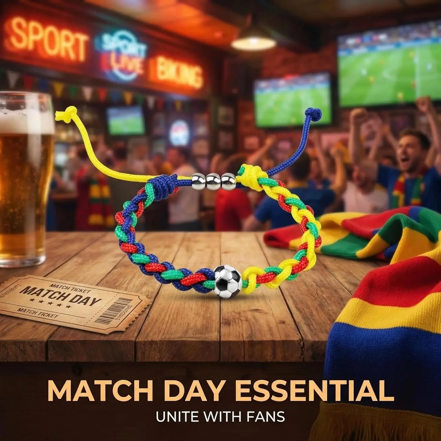 Soccer Game Series Paracord Bracelet Polymer Clay Woven Sports Rope