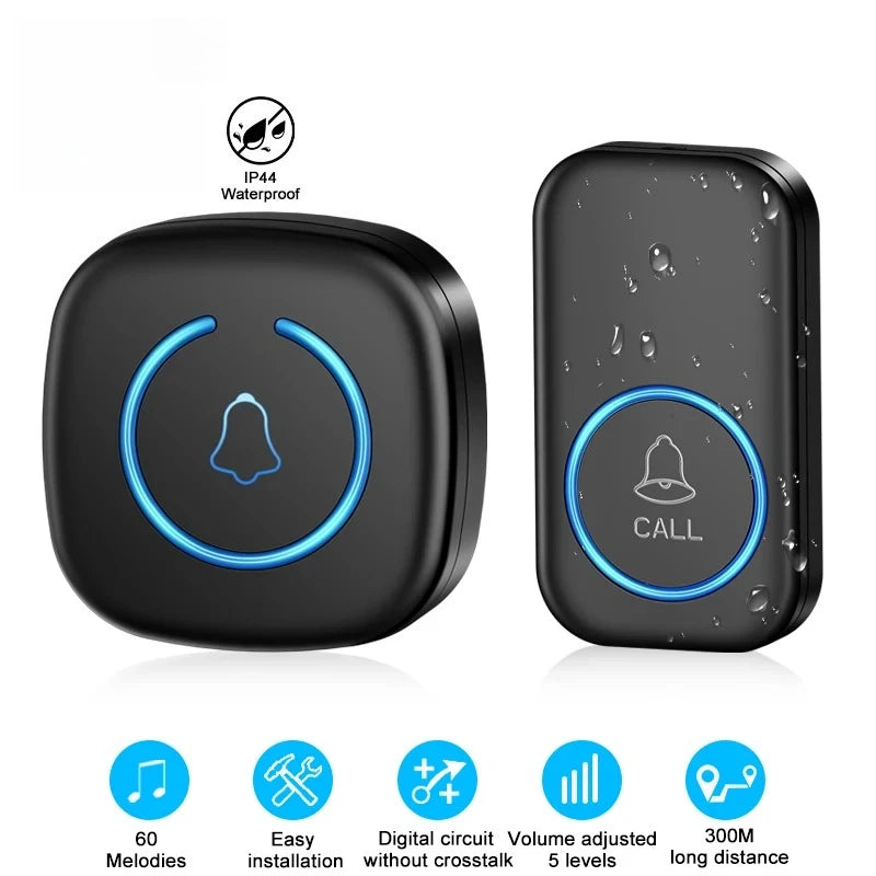 Wireless Doorbell Intelligent Welcome Door Bell 300M/984 FT Remote 60 Songs Melodies Home Smart Doorbell Zpaxo