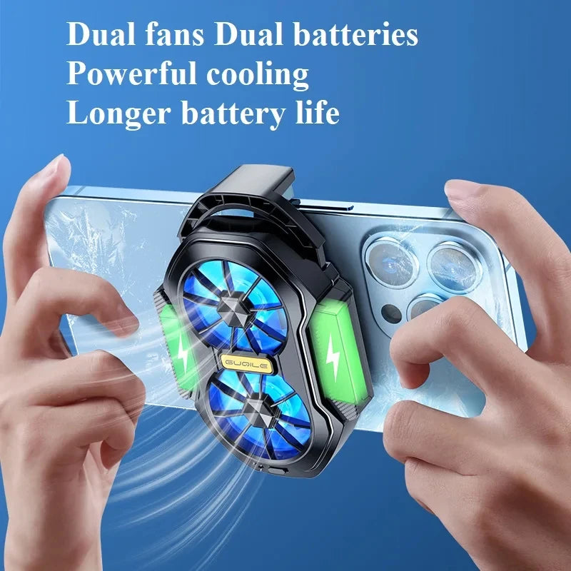FS01 Dual Fan Mobile Phone Cooler Radiator Rechargeable Long Lasting