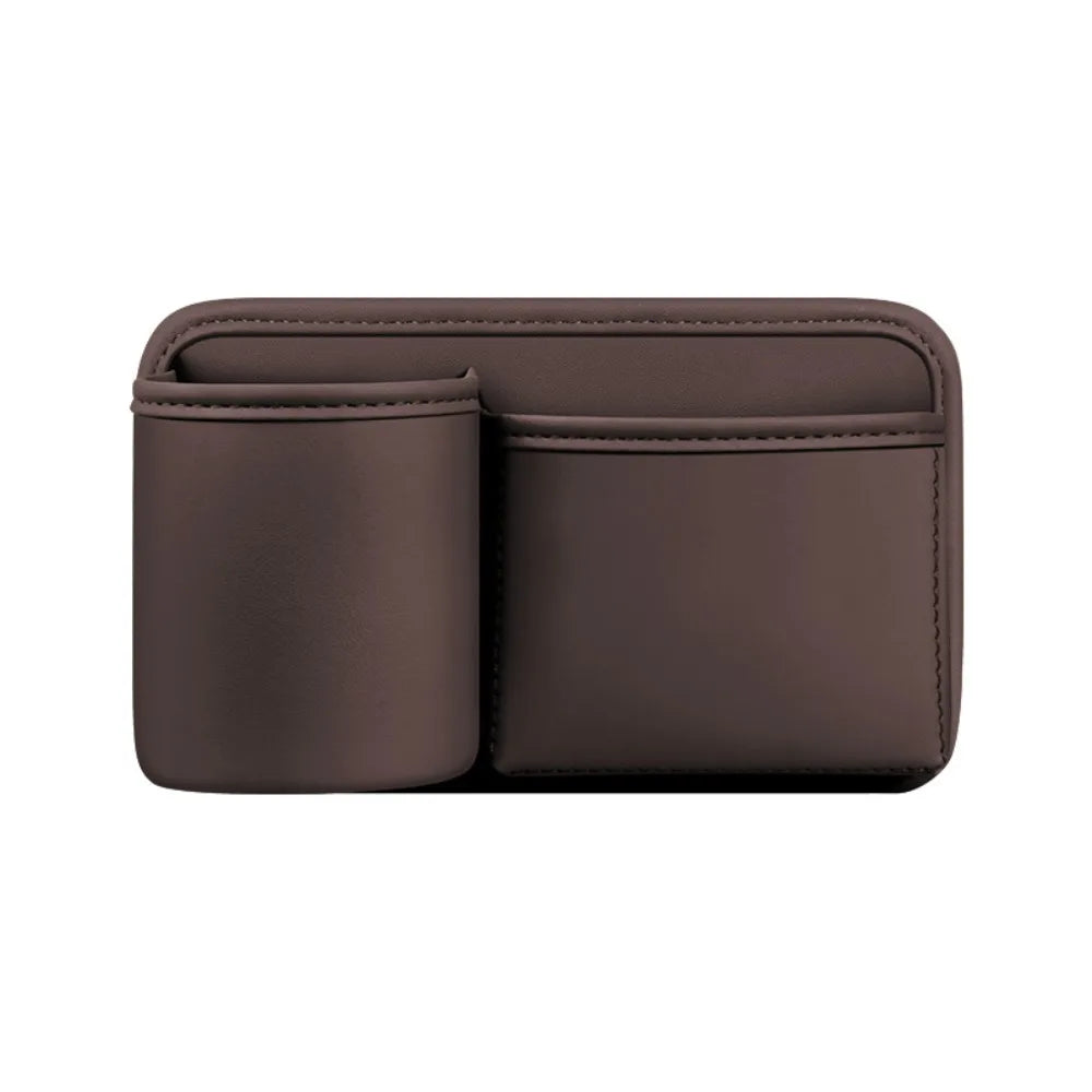 Universal Car Backseat Cup Holder Leather 2 Pockets Vehicle Storage Box Large Capacity Space Saving Vehicle Trash Can Sundries Zpaxo Brown