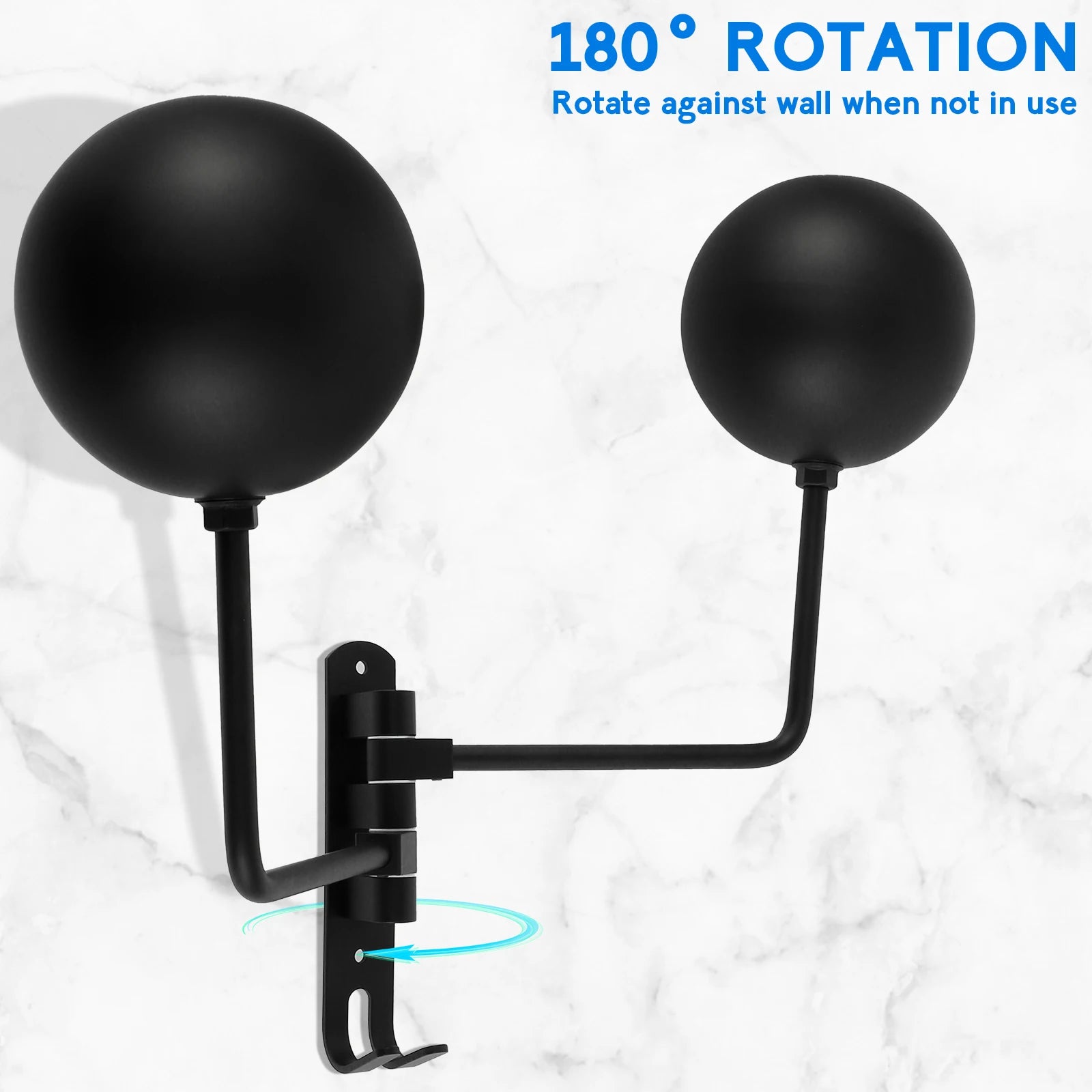 2PCS Single/Dual-Ball Motorcycle Helmet Holder Wall Mount Bike Helmet Rack 180°Rotation Helmet Hanger Steel with Hook Metal Rack Zpaxo