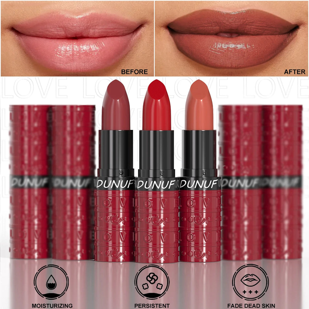 3Colors Velvet Matte Lipstick Waterproof Long Lasting Non Transfer Lip Gloss Hydrating Moisturizing Zpaxo