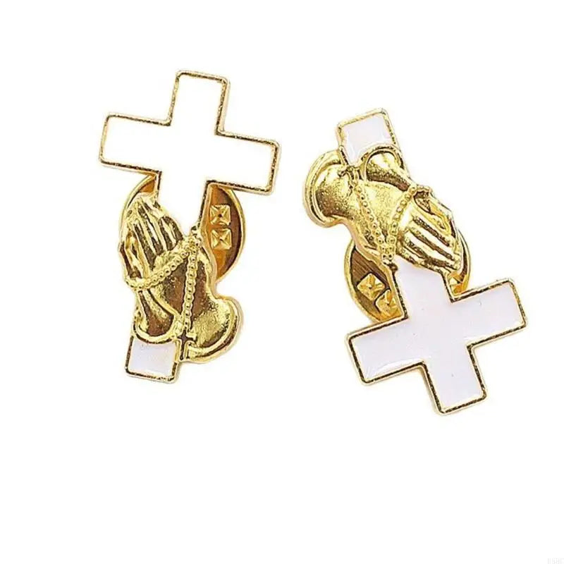 Hand Holding Crossed Brooch Inspirational Religious Lapel Pin Custome