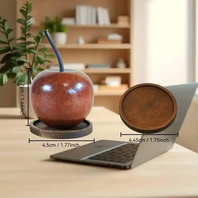 4pcs Wooden Apple Diffuser with Tray, Natural Essential Oil for Car, Home, Desk, Handcrafted Gift Zpaxo
