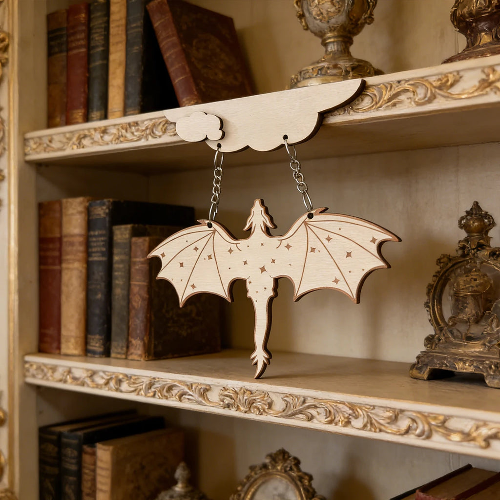 Wood Dragon Wall Shelf – Witchy Goth Decor for Book Lovers