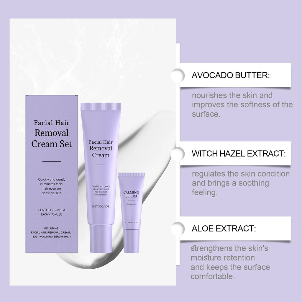 Facial Hair Removal Cream Set – Gentle & Moisturizing Hair Removal Cream Zpaxo