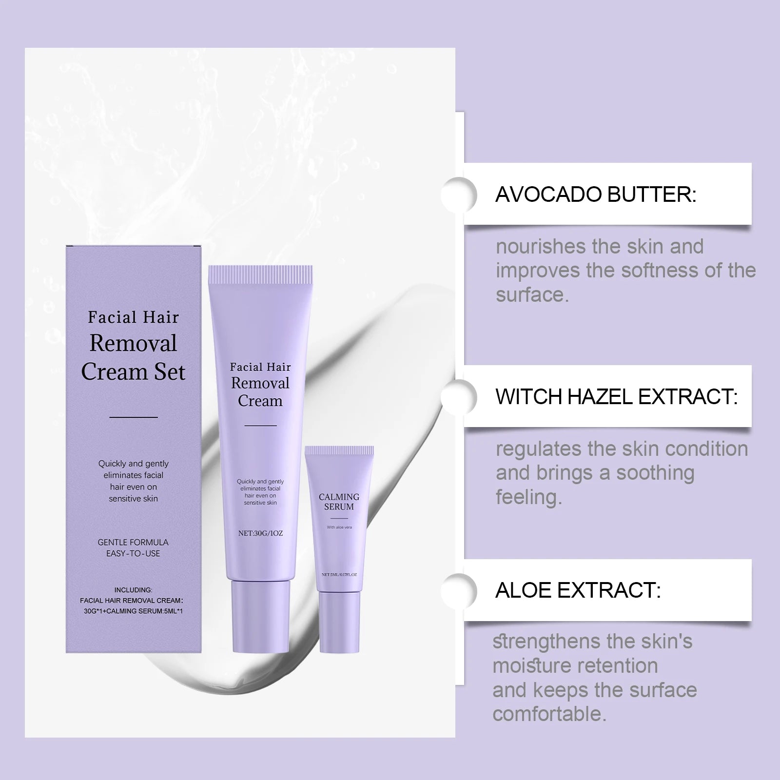 Facial Hair Removal Cream Set – Gentle & Moisturizing Hair Removal Cream Zpaxo