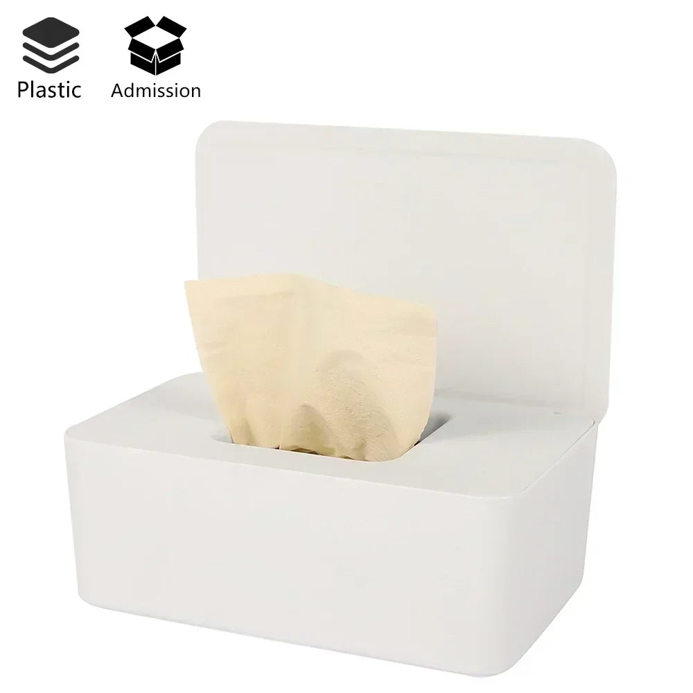 Hot Dustproof Wet Tissue Box with Lid Baby Nappy Wet Tissue Storage Holder Dispenser for Home Car Office Paper Tissue Organizer Zpaxo White