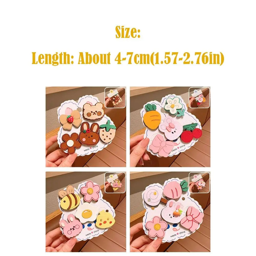 5Pcs/Set Cute Cartoon Hair Clip Not Hurt Hair Reusable Baby Headwear Bangs Stickers Gifts Zpaxo