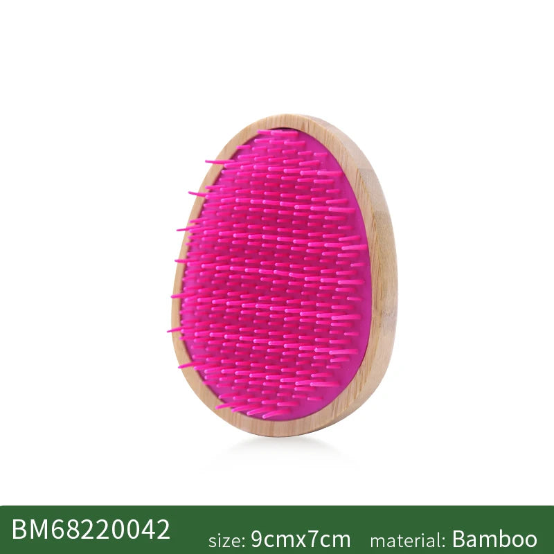 Custom Hair Brush For Women Egg Shape Anti Static Styling Bamboo Comb for Hair Scalp Massage Bamboo Hairbrush Portable Travel Zpaxo Pink China Mainland