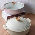 Double Ear Tabletop Soup Pot Induction Cooker Compatible Non-Stick Slow Cooker Small Hot Pot for Home Use Kitchenware Zpaxo Table pan 24cm pink