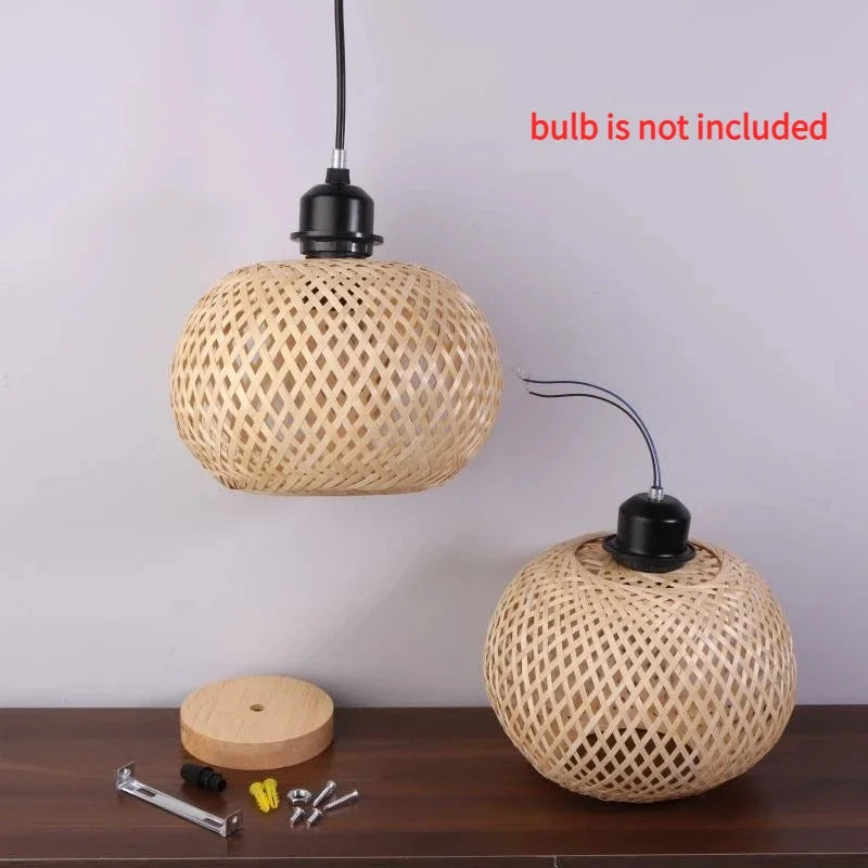 1Pcs Bamboo Lampshade Ceiling Pendant Lamp Hanging Lamp Handmade Rattan Light Fixture For Restaurant Dining Room Indoor Lighting Zpaxo