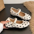 Women Flats Fashion Polka Dot Bow Decor Design Shoes 2026 Solid Round