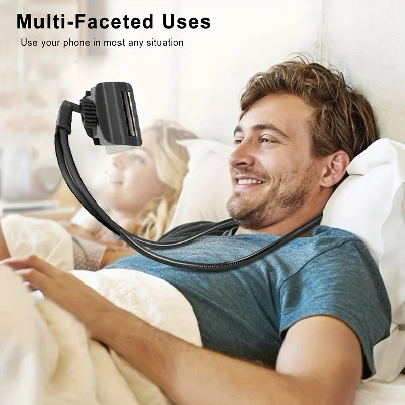 Multi-functional Neck Mount Phone Holder Adjustable Height 360 Degree