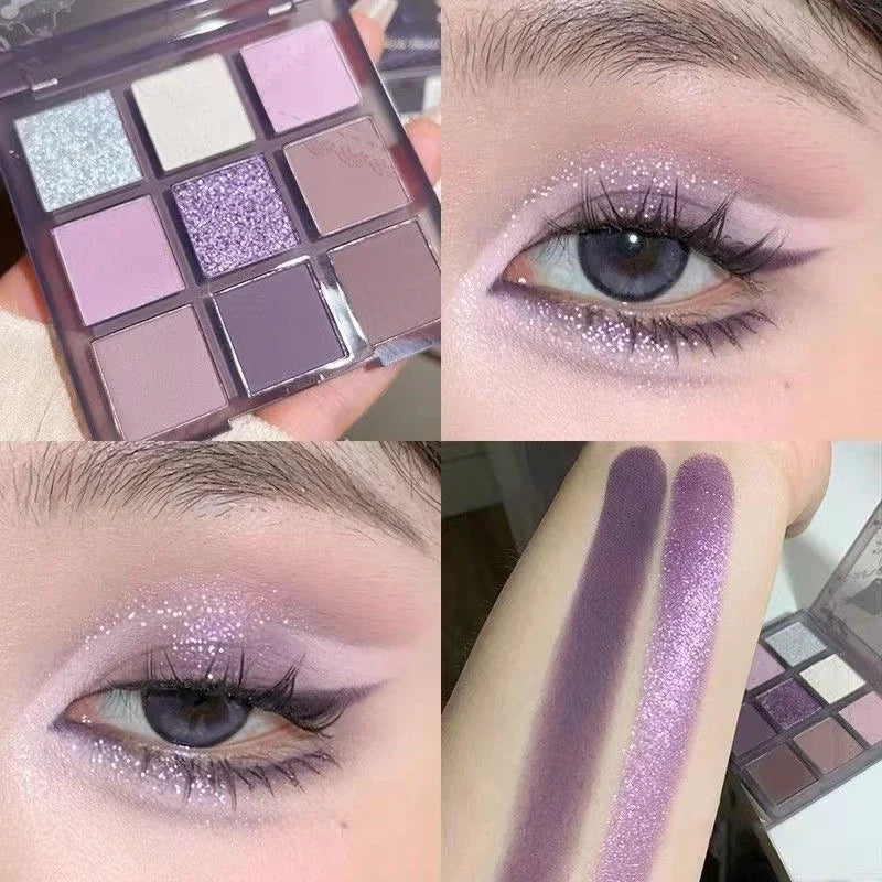 Pearlescent Matte Grey Purple Eye Shadow Punk Smoke 9 Colors