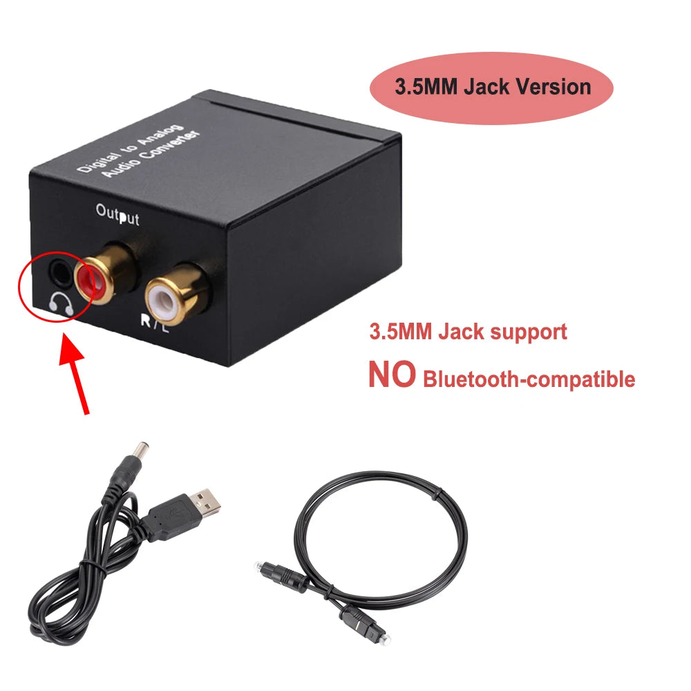 Digital to Analog Audio Converter Optical Fiber Coaxial Signal to Analog DAC Spdif Stereo 3.5MM Jack 2*RCA Amplifier Decoder Zpaxo 3.5mm jack version