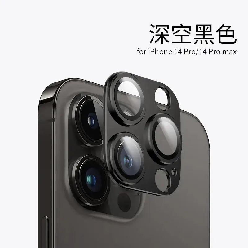 9999D Metal Tempered Glass Full Coverage Camera Lens Protector for iPhone 16 Pro Max 15 Pro 14 Plus Black Protection Accessories Zpaxo Black For iPhone 14