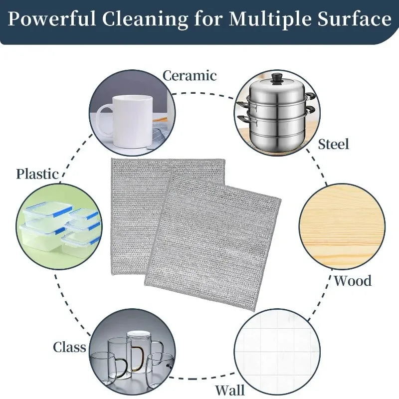 Thickened Steel Wire Cleaning Cloth Non-Scratch Double-layer Single-Layer Iron Microfiber Mesh Dishrag Washing Kitchen Towel Zpaxo