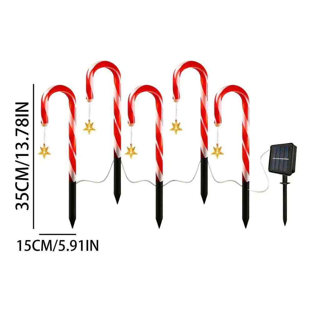 Solar Candy Cane Lights 8-Mode 1200mAh Waterproof Christmas Decor