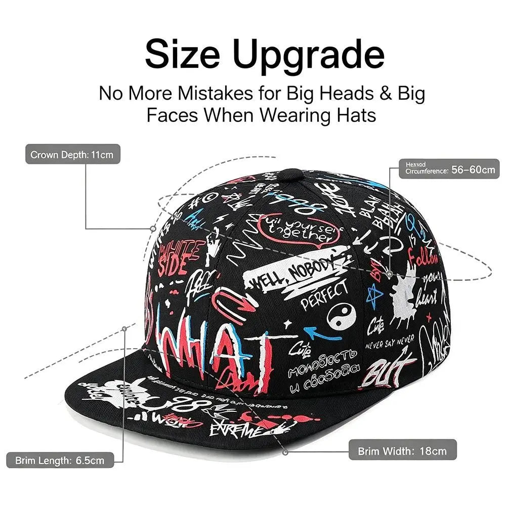 Casual Hip Hop Baseball Cap Print Letter Graffiti Sun Hat Adjustable Outdoor Snapback Hat for Men Women Zpaxo