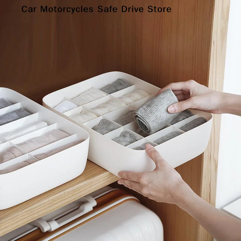 CM1 10 15 Grid Plastic Underwear Storage Box Removable Dividers Lids