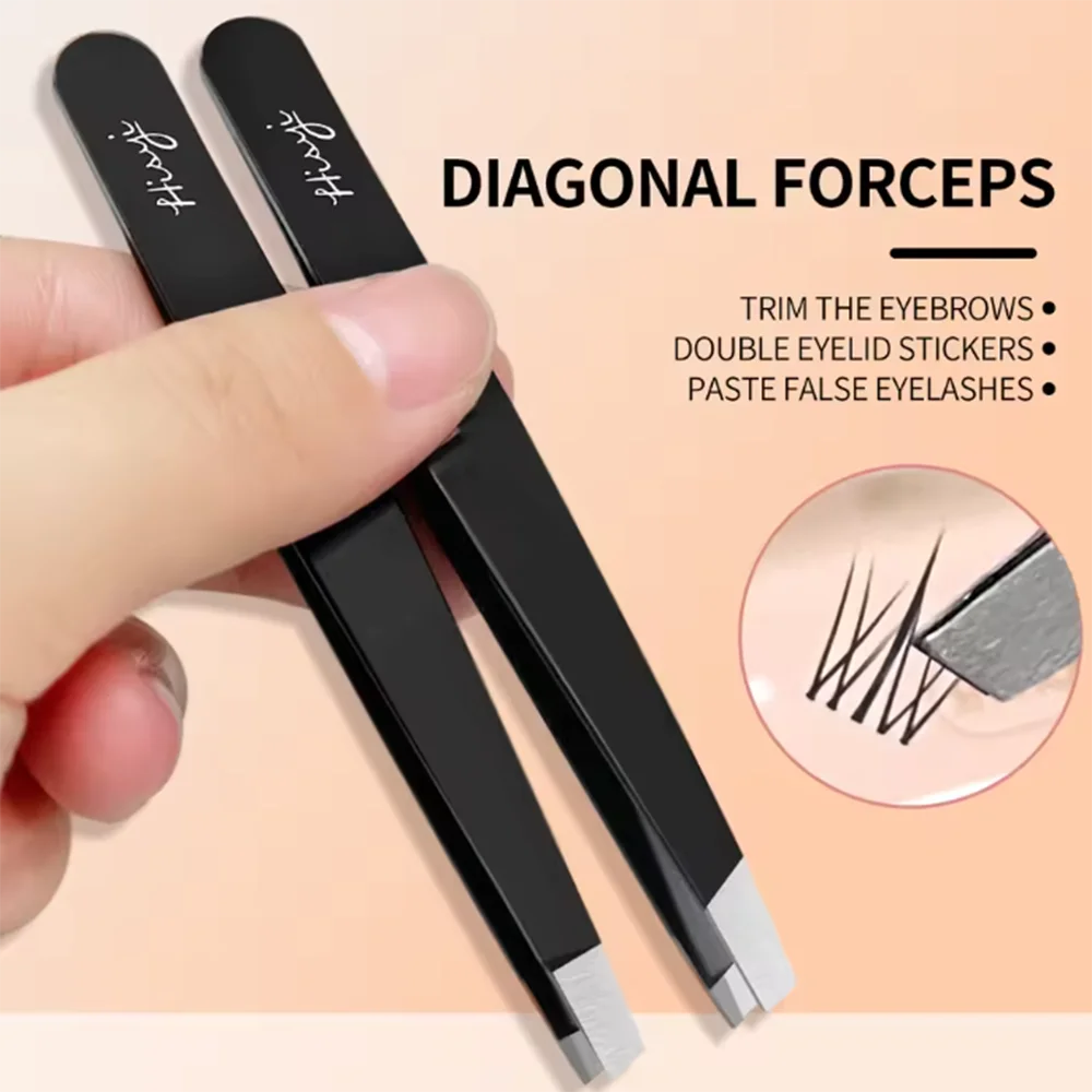 HISYI Eyebrow Tweezers Stainless Steel Slanted Clippers Fine Hair Remover Beauty Makeup Tool for Eye Brow Hair Removal Zpaxo tweezers-2pcs