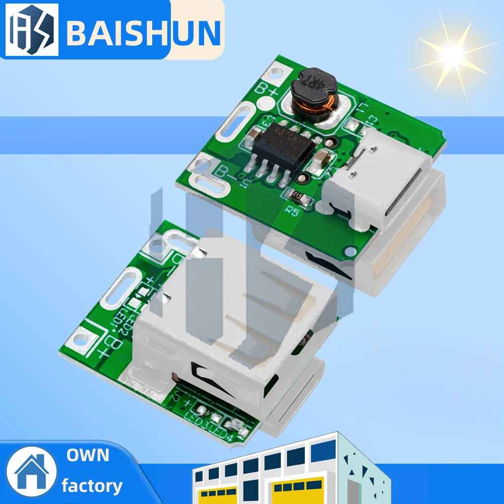 134N3P 5V Boost LiPo Charger Module USB-C with LED & Protection (50Pcs) Zpaxo