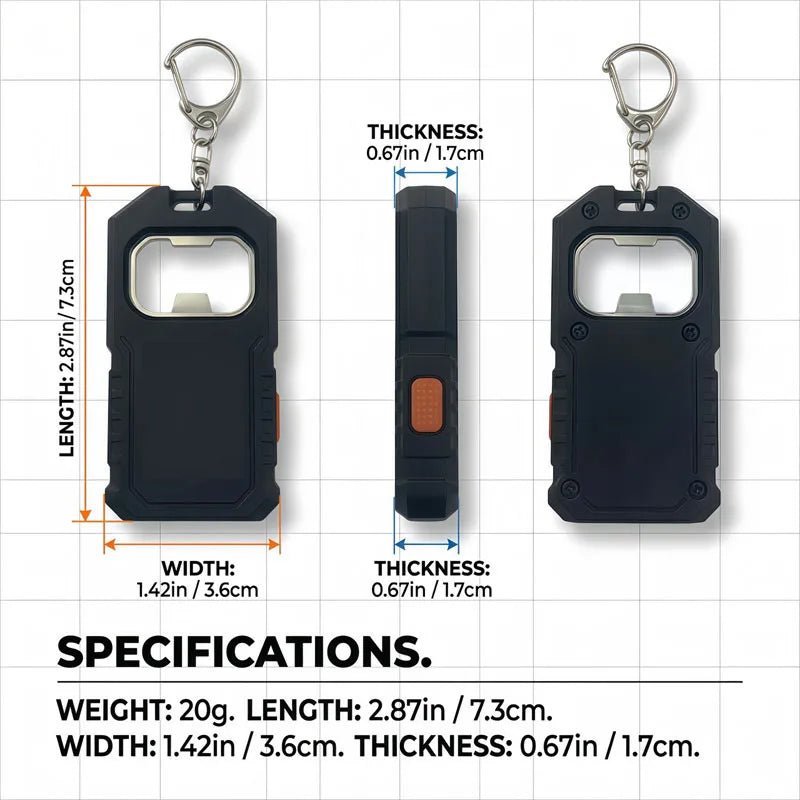 Mini Rechargeable LED Keychain Flashlight – 3 Modes & Bottle Opener Keychain Flashlight Zpaxo
