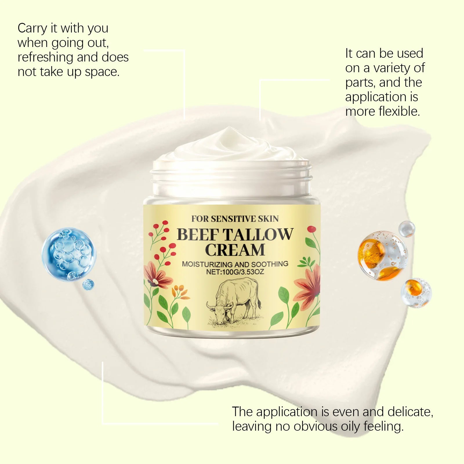 Beef Tallow Body Cream – Deep Moisturizer for Dry Skin 100g Body Moisturizing Cream Zpaxo