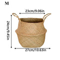 Plant Basket with Handles Wicker Basket Plant Pot Storage Basket Rattan Hanging Flower Pot Laundry Home Decor Zpaxo M
