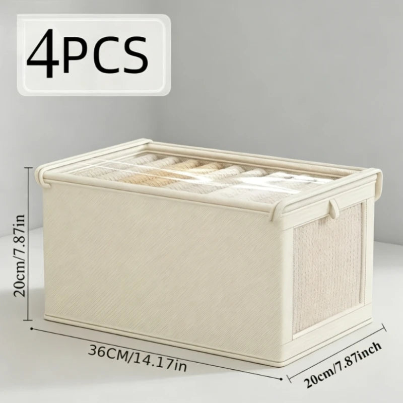 Large Fabric Storage Boxes Flip Window Clothes Underwear Quilts