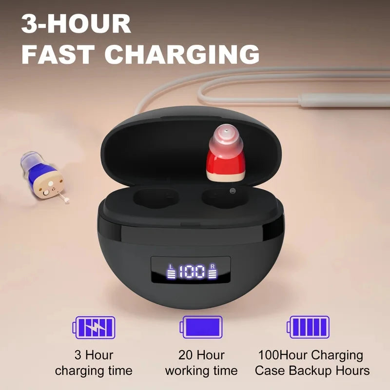 Rechargeable Hearing Amplifiers Earbuds Intelligent Noise Reduction