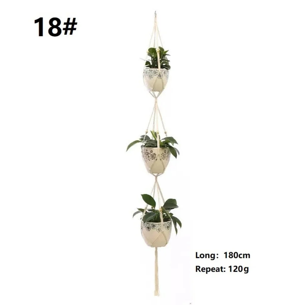 Bohemian Hand-woven Plant Hanging Basket Holder Indoor Outdoor Stand Zpaxo No. 18
