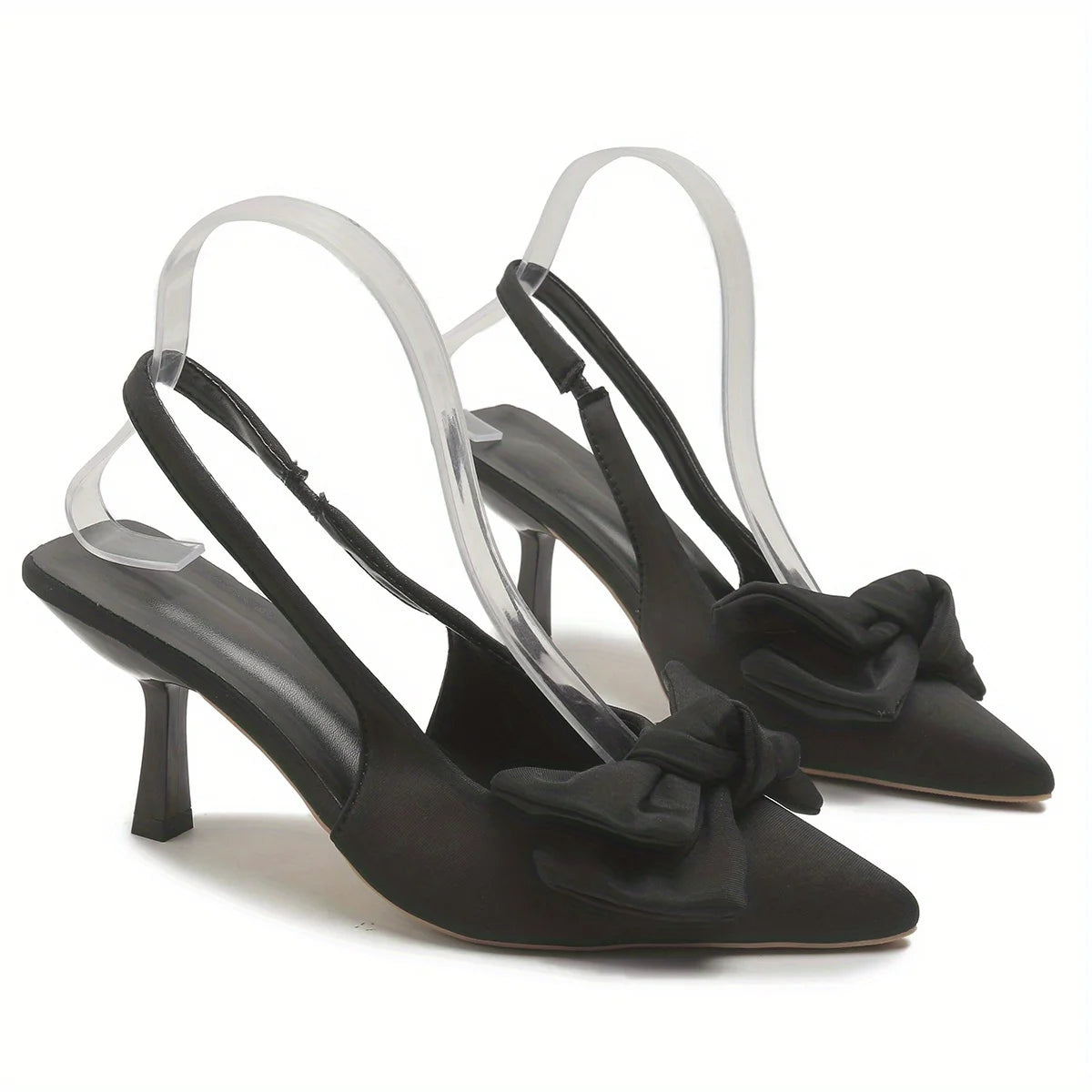 Women Sandals Summer Bow Wrapped Stiletto Fashion Pointed Toe Shallow Zpaxo black 43