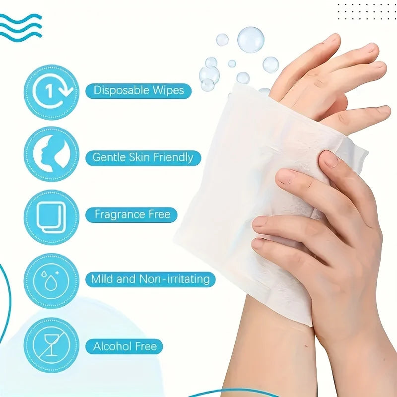 20-Pack Disposable Cotton Wipes – Travel, Camping & Gym
