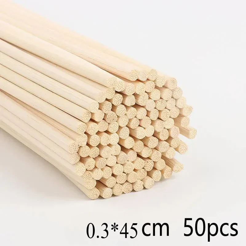 10/20/50pcs Natural DIY Wood Stickes Handmade Extra Thick Rattan Aromatherapy Diffuser Refill Sticks Woodworking Rattan Stick Zpaxo 50pcs